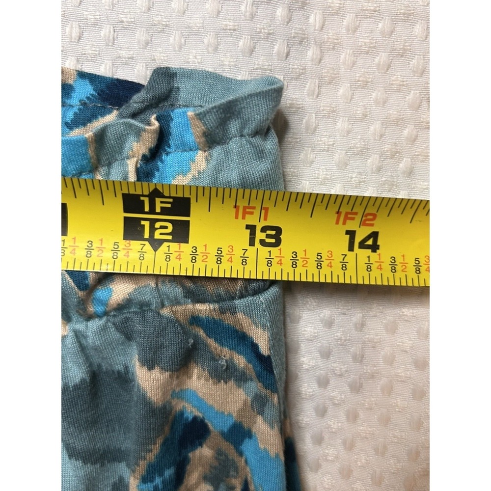 Lascana (NEW) Tropical Leaf Print Maxi Skirt Teal Blue Paperbag Waist Slit NWT - Picture 9 of 12